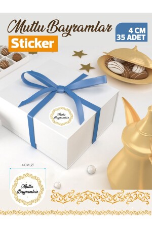 Happy Eid Label 4x4 cm 35 Pieces Ramadan Feast Eid al-Adha Sticker Happy Eid Candy Meat - Tuğset Etiket