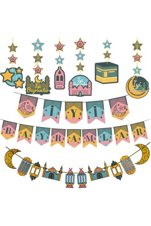 Happy Eid Ramadan Banner Set of 3 Colorful - Kbk Market