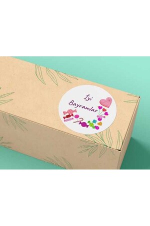Happy Eid Sticker Candy Label Ramadan Sacrifice Eid Mubarek 4 Cm - (40 Pieces) - Bisaccia