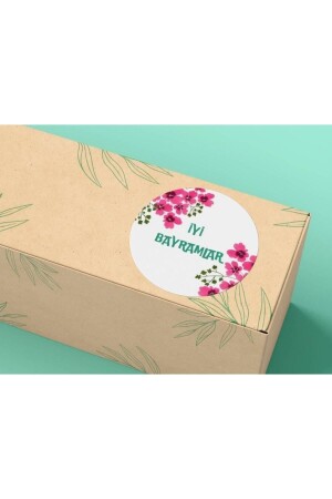 Happy Holidays Label Matte Sticker Pink Flower Eid al-Adha Ramadan 4 Cm - 40 Pcs - Bisaccia