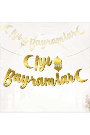 Happy Holidays Metallic Gold Calligraphy - 2. 10 Mt 0091-18-10-6 - Süsle Baby Party