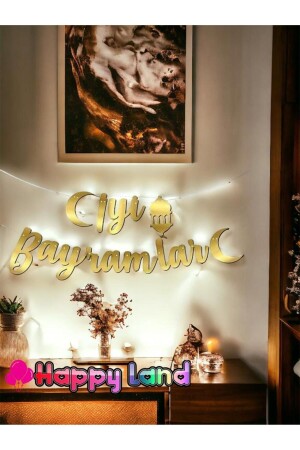 Happy Holidays Written Calligraphy FontGold Color 20x210cm Ramadan Eid al-Adha Lettering - Happyland