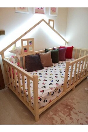 Happy Natural Pine Montessori Baby and Child Bed BK58618185205 - Baby Kinder