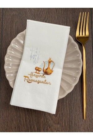Happy Ramadan Sherbet Printed Napkin 16-Piece - Busrasdesign
