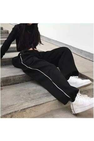 Harajuku Zip Detail Black Tracksuit Oversize Eşofman Altı - Pandy