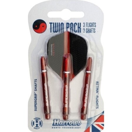 Harrows Twin Pack Medium Dart Shaft and Wing Set - Red - Harrows