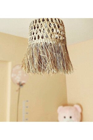 Hängelampe aus Korbgeflecht, Bambus und Rattan, Fransen-Kronleuchter, 30 cm (Stab im Lieferumfang enthalten), Kinderzimmer-Kronleuchter / Wohnzimmer-Küchen-Kronleuchter - Afralyahome