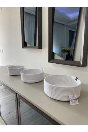 Hasır Çok Amaçlı Saklama Kutusu, Düzenleyici, Çok Amaçlı Organize Doğal Beyaz Sepet. JÜT SEPET - decorium pleksi