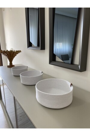 Hasır Sepet Takımı - 3'lü Çok Amaçlı Düzenleyici Set - El Yapımı Banyo Ve Mutfak Organizeri - Tzr Group