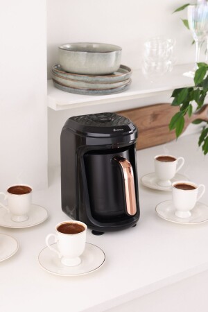 Hatır Hüps Quartz Ember-Milk Drink Preparation Turkish Coffee Machine 5 Cup Capacity Black Copper - Karaca