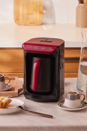 Hatır Közde Turkish Coffee and Turkish Coffee Machine Red 5 Cup Capacity with Plenty of Froth - Karaca