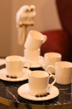 Hayal Gold Gilding 12 Piece Porcelain Coffee Set for 6 People - Heda Porselen