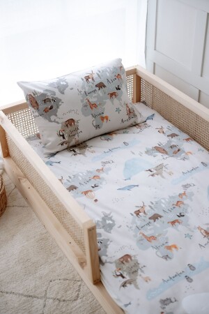Hayvan Haritası Organik Montessori Nevresim Seti (100x200) - Animal Map - Nou