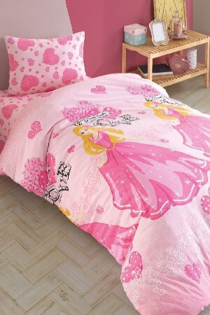 Healthy Cotton Princess Pink Heart Single Child Girl Bedding Set with Elastic Sheets - Laliva