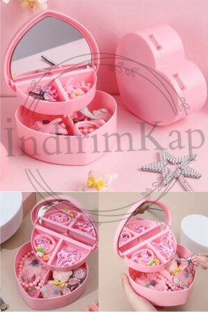 Heart Design Mirrored Jewelry Storage Box with Compartments - İndirimkap