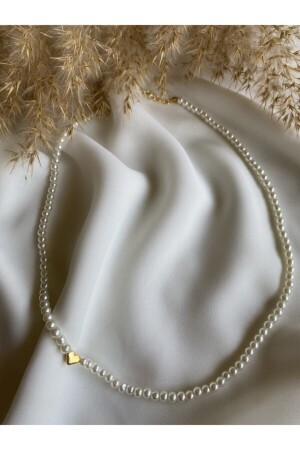 Heart Detailed Pearl Necklace - Lani Aksesuar