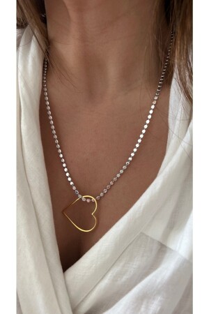 Heart Detailed Silver Ball Necklace vie021 - Vi store