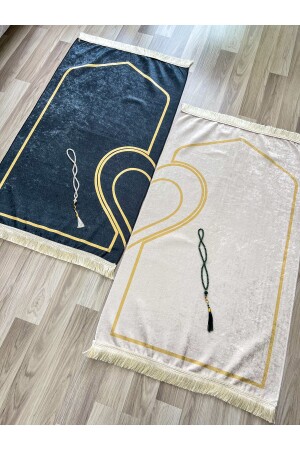 Heart Digital Printing Prayer Rug Paired Double Prayer Rug Bride Groom Bundle with Rosary Gift Dowry Box - Ayhanhome