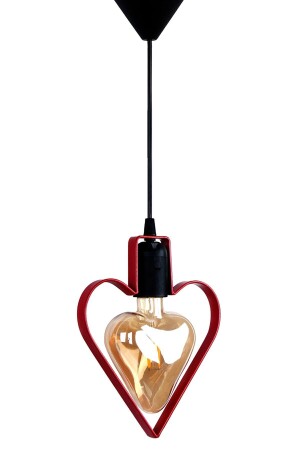 Heart Pendant Lamp Single Chandelier Rustic Metal Red Wrought Iron Ceiling Lamp ATLY4142 - Bundeba