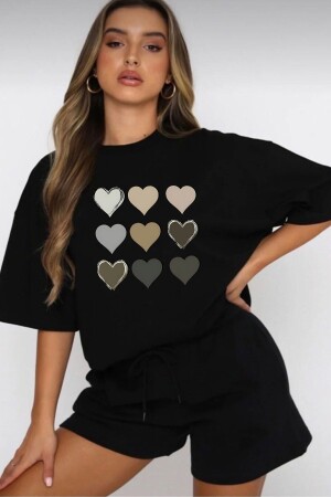 Heart Print Shorts Set - Uyguntarz