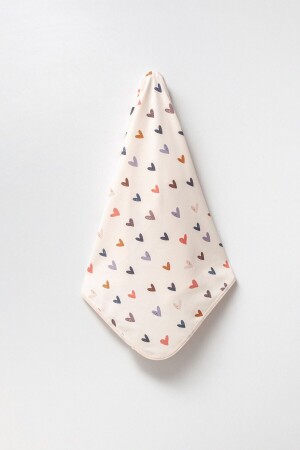 Heart Printed Double Layer Combed Cotton Newborn and Multi-Purpose 100% Cotton Baby Blanket - Genel Markalar