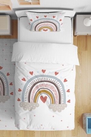 Heart Rainbow Patterned Single Baby Kids Bedding Set evnev00028 - Evpanya
