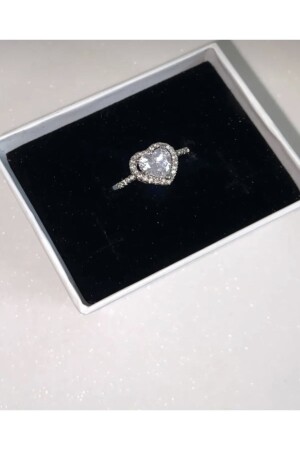 Heart Ring Solitaire White Stone Silver Adjustable Ring Serious Relationship Ring - Asis Accessories