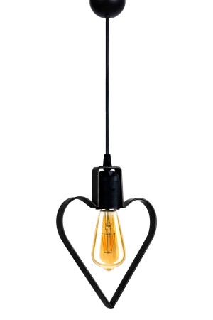 Heart Single Pendant Lamp Chandelier Metal Black Wrought Iron Bedroom Heart Rustic Ceiling Lamp KKLPMTLAVZ00TEK - Bundera