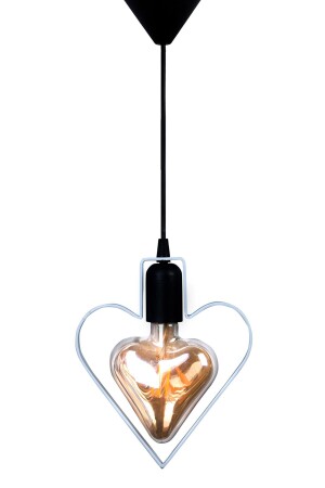 Heart Single Pendant Lamp Chandelier Rustic Metal White Wrought Iron Bedroom Heart Ceiling Lamp ATLY4142 - Bundeba