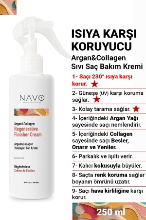 Heat and Sun Protective Argan & Collagen Nourishing and Repairing Liquid Conditioner 250 ml - Navo Professional Hair Care