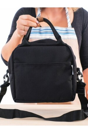 Heat Insulated Waterproof Thermal Bag Food Carrying Lunch Box with Hanger Black - Happy Bear