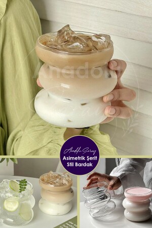 Heat Resistant Borosilicate Asymmetrical Stripe Style Scandinavian Cup Coffee And Presentation Cocktail Glass - Anadolu Saray