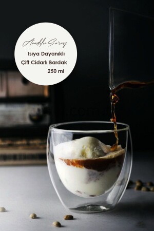 Heat Resistant Borosilicate Double Walled 250ml Coffee and Presentation Glass - 1 Piece - Anadolu Saray Çarşısı