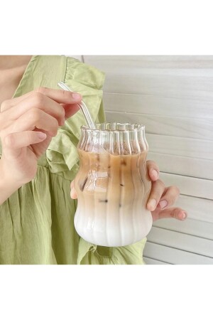 Heat Resistant Borosilicate Layered Long Twist Shaped Cup Coffee And Presentation Cup - 1 Piece - Küçük Ew