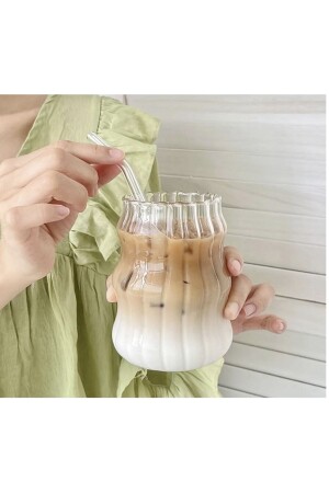 Heat Resistant Borosilicate Layered Long Twist Shaped Cup Coffee And Presentation Cup - 1 Piece - M Mimoza Park
