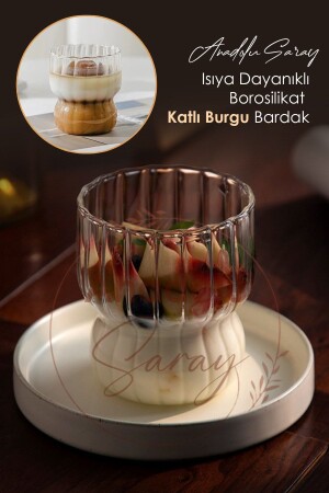 Heat Resistant Borosilicate Layered Twist Shaped Cup Coffee And Presentation Cup - 1 Piece - Anadolu Saray Çarşısı