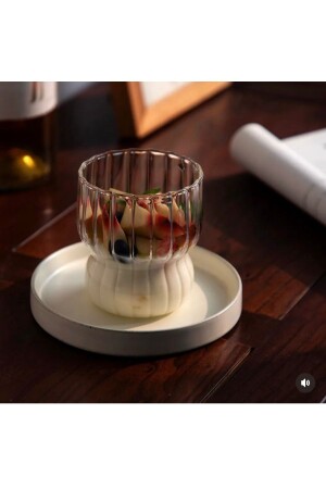 Heat Resistant Borosilicate Layered Twist Shaped Cup Coffee And Presentation Cup - 1 Piece - Küçük Ew