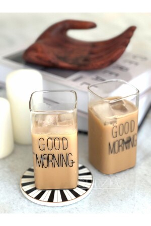 Heat Resistant Borosilicate Rectangular Cup Good Morning | - GUEZIA