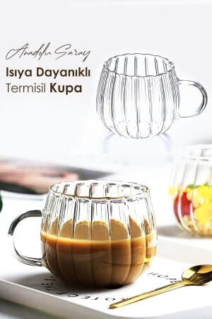 Heat Resistant Borosilicate Thermisil Mug Line Designed Glass Cup Coffee Presentation Cup 350ml - Anadolu Saray Çarşısı