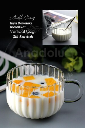 Heat Resistant Borosilicate Vertical Line Style Cup Coffee And Presentation Cup Borosilicate Cup - Anadolu Saray