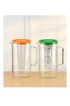 Heat Resistant Glass Jug with Icebox 2. 5lt Green Lid SIMAÇ FREEZER JUG GREEN LID - Simax