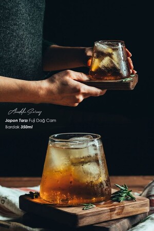 Heat Resistant Presentation And Juice Glass Japanese Style Fuji Mountain Glass Cup 350ml Cone Cup 1 Piece - Anadolu Saray Çarşısı