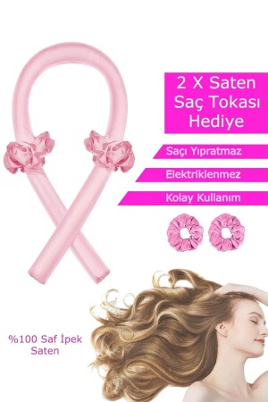 Heatless Hair Styling Set Powder Pink Satin Hair Sausage Hair Curler Set Hair Styler DKD1191 - Deko Dekor
