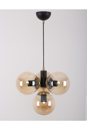 Hector 4-Piece Black Antique Honey Glass Chandelier 10156301 - MŞ Aydınlatma
