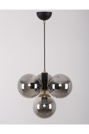 Hector 4-Piece Black Antique Smoked Glass Chandelier 10156301 - MŞ Aydınlatma