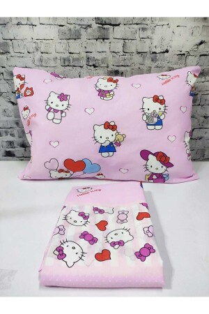 Hello Kitty Cotton Fabric Single Duvet Cover Set (Without Sheets) hellokittynevresimseti - GASEL ÇARŞI