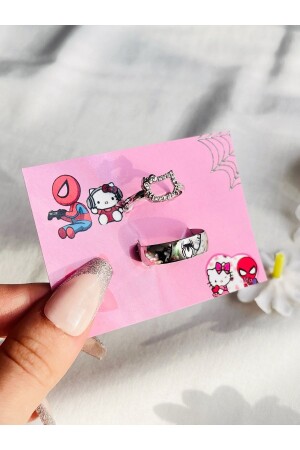 Hello Kitty Spiderman Adjustable Couple Rings - Harlofia Jewelry