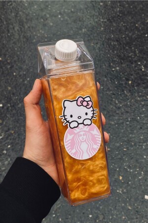 Hello Kitty Water Bottle 500ml Mica Milk Box Designed Water Coffee Beverage Bottle Hello Kitty Starbucks Water Bottle Yushi-MATARA-HELLOKITTY - Namgo