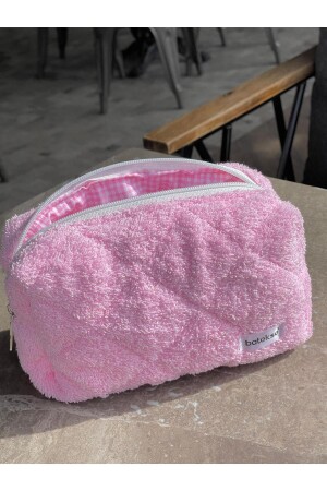 Hellrosa Handtuch-Make-up-Tasche – große Größe - Batekso