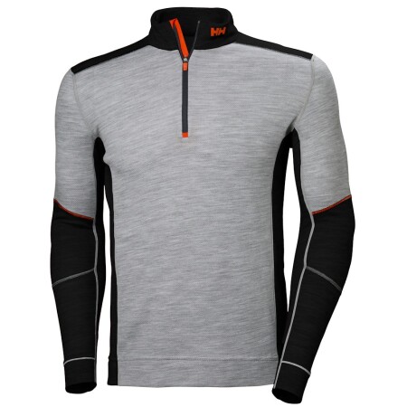 HELLY HANSEN Lifa Merino Half Zip Base Layer, grey/black - Helly Hansen workwear